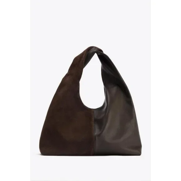 ZARA CONTRAST LEATHER SHOULDER BAG - Picture 4 of 7